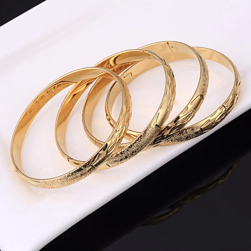 4 шт. золотой браслет для Для женщин золото Дубай Свадебные Эфиопский браслет Африка браслет Арабские Ювелирные изделия золотой браслет