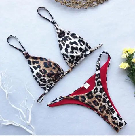 

2019 explosion three-point bikini sexy leopard print swimsuit set