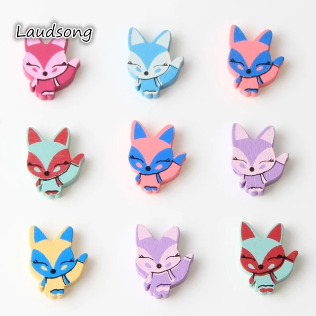 50 Uds 18x23mm Diy cuentas de madera de zorro de colores mezclados para la fabricación de joyas cuentas de madera sin plomo hallazgos 50 Uds 18x23mm Diy cuentas de madera de zorro de colores mezclados para la fabricación de joyas cuentas de madera sin plomo hallazgos