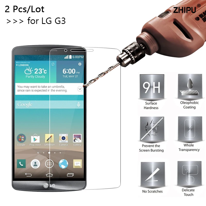 2 шт./лот 2.5D 0 26 мм 9H Премиум Закаленное стекло для LG G3 D855 D850 D851 F400 VS985 Защитная