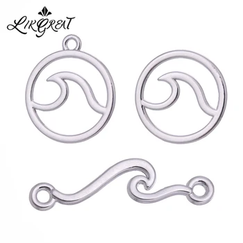 

LIKGREAT Silver Plated Hollow Wave Charm Round Pendant for Necklace Bracelets Handmade Sea Floating Charms for Jewelry Making