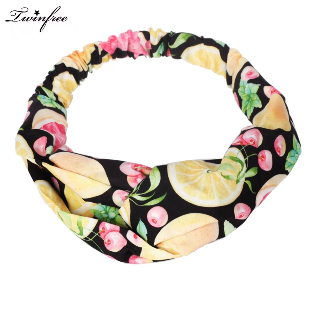 

2017 Fruit Pattern Women Headbands Hot Sale Cherry Apple Peach Lemon Light Color Cheap Headbands