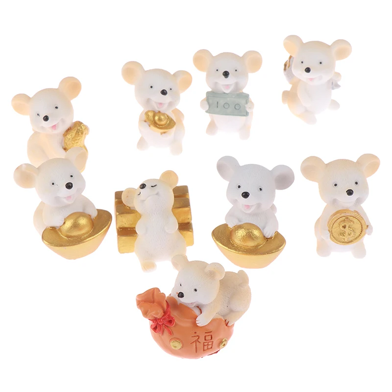 

Cartoon Animal Action Figures Lucky Fortune Sending Money Mouse Model Miniature Figurine Home Dollhouse Decoration DIY Toy Gift