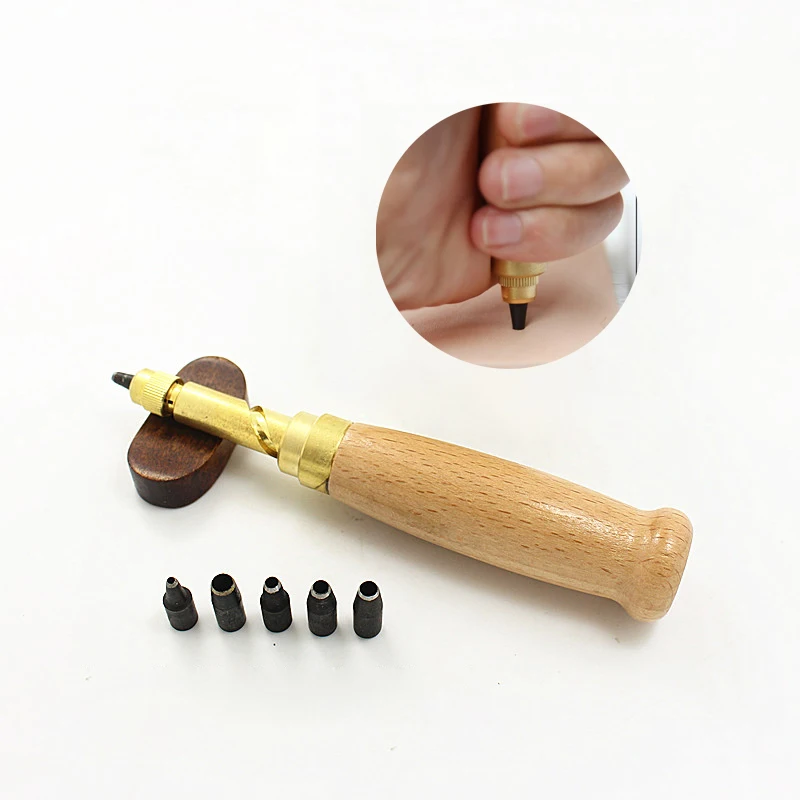 HOT !!!4pcs Replaceable Automatic Leather Hole Punch Tool DIY Cutter
