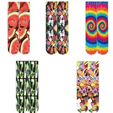 Пара коротких трубок с длинным голенищем для скейтборда спортивные носки с художественным принтом забавная новинка Повседневные хлопковые носки для экипажа цветные меховые носки чулки#2m08