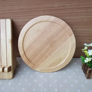 

Vintage Style Round Wooden Fruits Tray Eco Solid Wood Tea/Coffee Serving Trays Home Use Cake/Bread Plate Dish Kitchen Tool