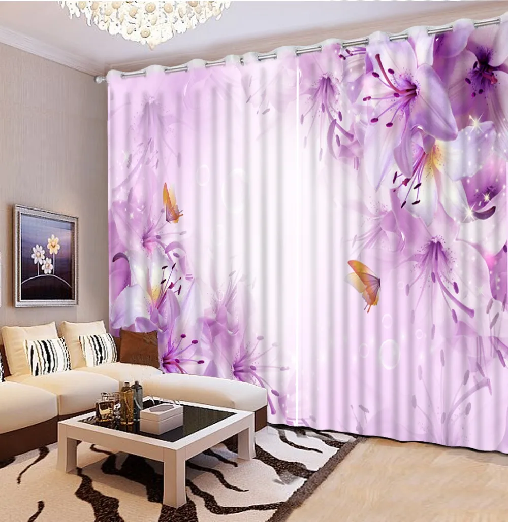 

Fashion 3d curtains window curtains for living room 3d purple flower custom curtains modern living room curtains