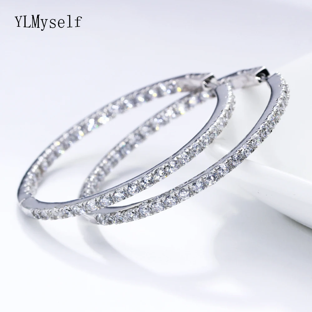 

Good quality 44 MM Diameter of 925 Sterling Silver Earrings Wonderful Jewelry All as described/Photo Large Fine Hoop Earring
