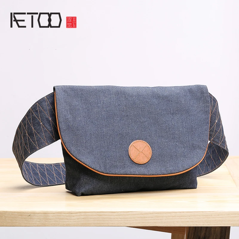 

BJYL Canvas bag men's Day casual single shoulder oblique cross bag female wide shoulder belt street trend ride Bag