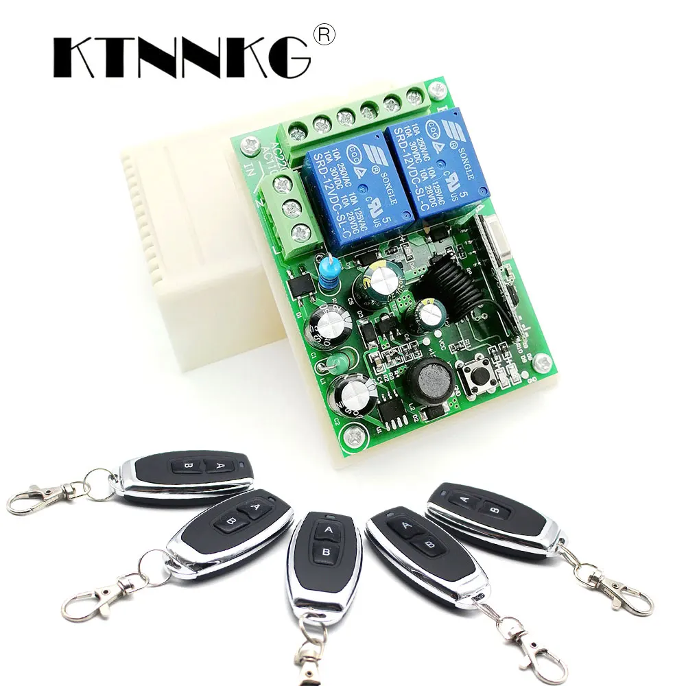 

AC 110V 220V 433mhz Wireless Remote Switch Home Automation Module Controller 2CH Relay Receiver and 433Mhz RF Transmitter