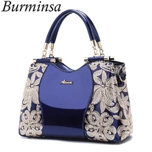 Burminsa/сумки из лакированной кожи с объемным цветком для мам среднего возраста; женские сумки через плечо; свадебные сумочки с блестками;