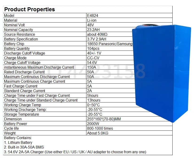 Бесплатный налог 48 в 2000 Вт литиевая батарея 48 В 24AH EBike батарея 48 В 25AH литиевая батарея использование Panasonic/samsung сотовый с 54,6 в зарядное устройство