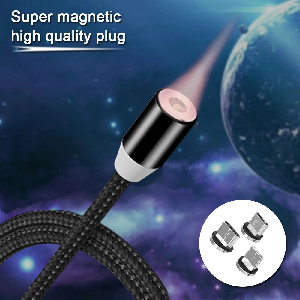 3 в 1 Магнитный зарядный кабель Lighting type C Micro USB для IPhone X 7 8 XS huawei Xiaomi светодиодный