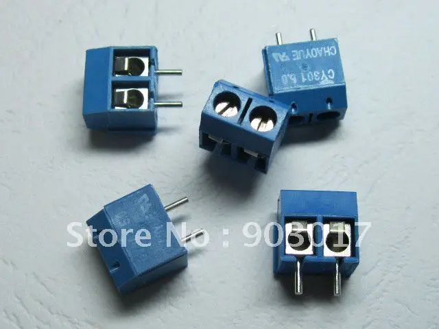 2pin/way 5.0mm 스크류 터미널 블록 커넥터 파란색 로트 당 500 개 핫 세일