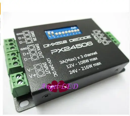 

best price wholesale DC12-24V PX24506 DMX Decoder Driver RGB Amplifier Controller For 5050 3528 RGB LED Strip Light Lamp