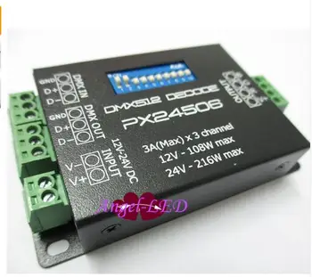 

best price wholesale DC12-24V PX24506 DMX Decoder Driver RGB Amplifier Controller For 5050 3528 RGB LED Strip Light Lamp