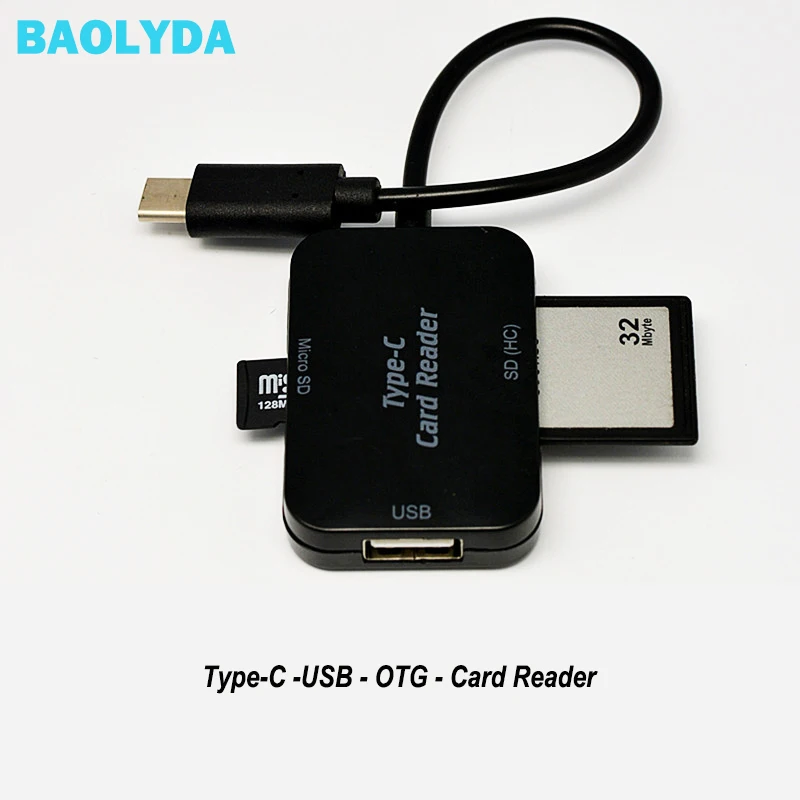 

Baolyda Type C & micro USB & USB 3 In 1 OTG Card Reader High-speed USB2.0 Universal OTG TF/SD for Iphone Android Computer