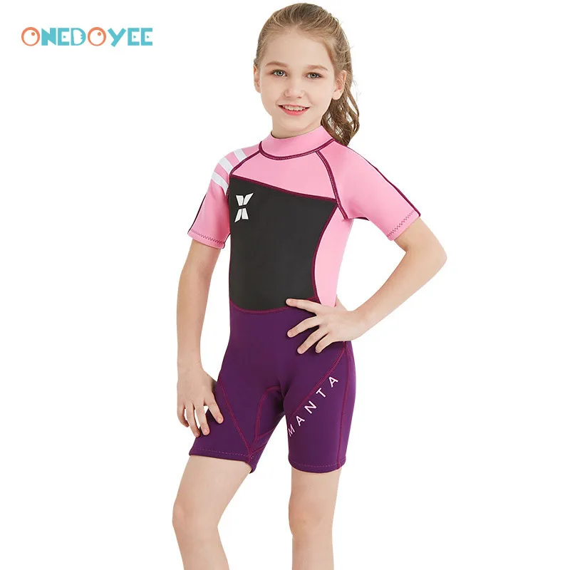 Onedoyee Kids Wetsuits Rash Guard Diving Suit Child Swimwear One piece