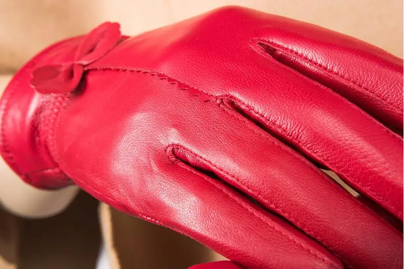 YSDNCHI кожаные перчатки из овчины с бантом дизайнерские зимние кашемировые перчатки женские сохраняющие тепло женские Guante для женщин
