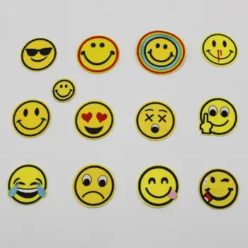 

1pcs/lot Cartoon Smiley Laugh To Tear Embroidery Iron On Patches Clothes Appliques Sew On Motif Badge DIY Clothing Bag