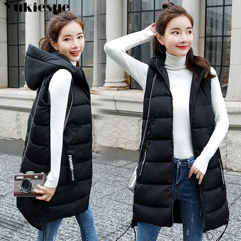 New winter thicken warm cotton down vest for women fashion loose version long sleeveless coat women's veste femme ladies
