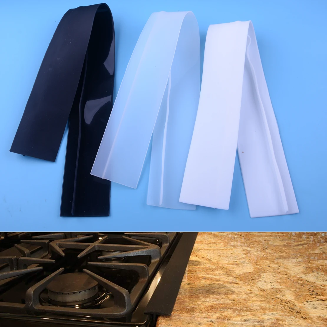 LETAOSK 2pcs Kitchen Flexible Silicone Stove Counter Gap Cover Filler