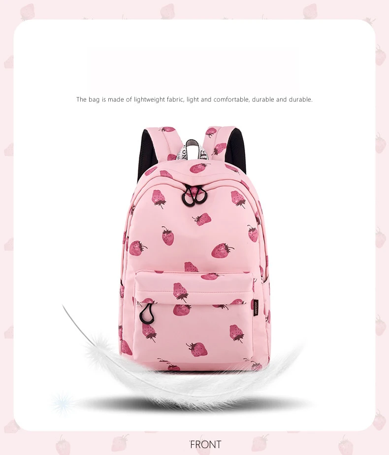 WINNER Fashion Backpack Girls Cute Cartoon Style School Backpack Kawaii Strawberry Print Backpack Bags For Women 2018 (18)