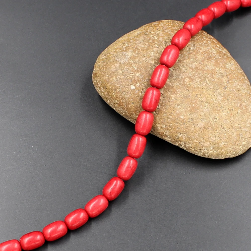 

Kakee Tube Red Turquoises Gem Stone Loose Beads for Jewelry Making Supplies DIY Materials to Make Fashion Bracelets Earrings