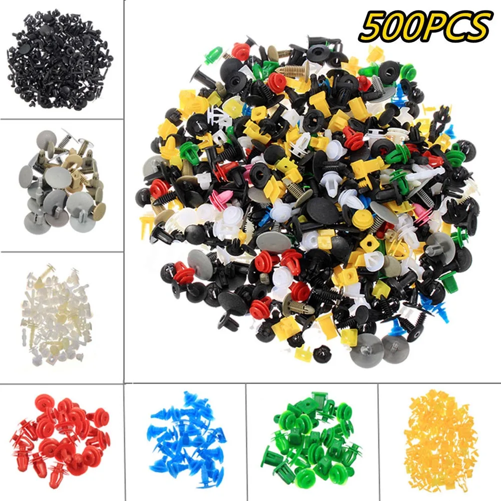 Baratos 500 unids set Universal Color mezclado coche de parachoques remaches automotriz puerta Panel Clip sujetadores de alfileres DXY88