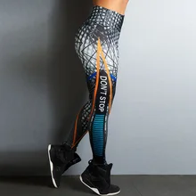 Don’t Stop Letter Print Fitness Women Leggings 3D Printed Slim Jeggings High Waist Sporting Leggings Elastic Skinny Long Pants