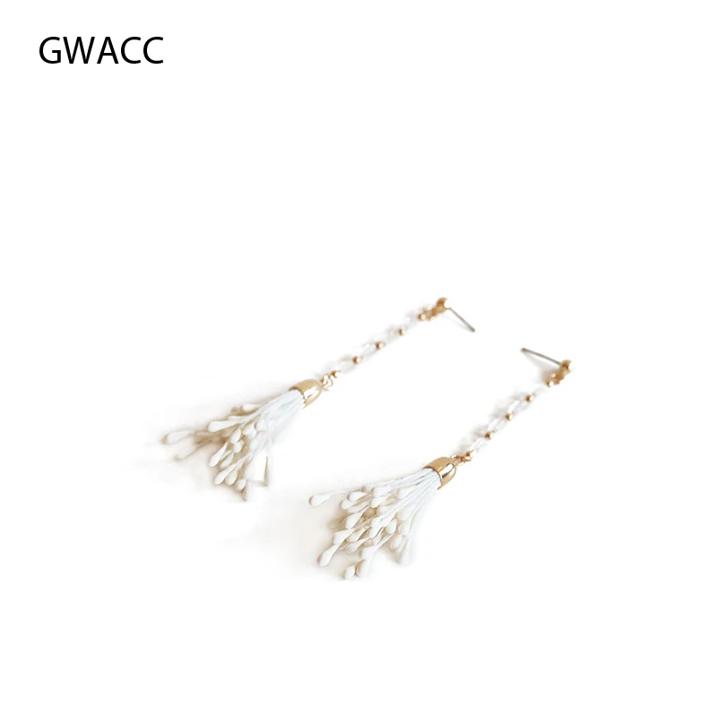 

GWACC Long Tassel Drop Earrings For Women Crystal Cotton Design Minority Vintage Earrings Fashion Jewelry Personality