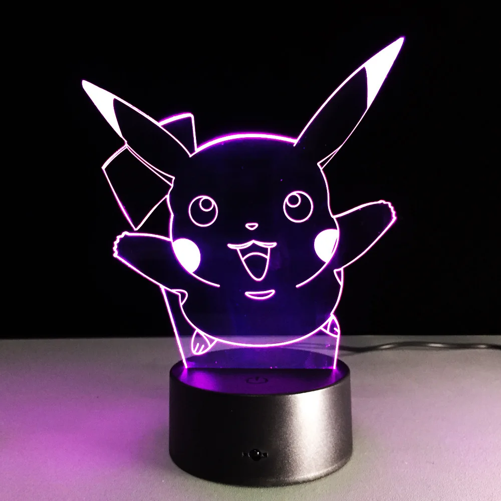 Pikachu 3d Pokemon Illusion Night Light Color Changing Lamp Pokemon Action Figure Visual Illusion Usb Led Light Lamp Room Lamp