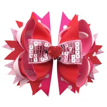 Adogirl 10pcs 8'' Large Limited Edition Valentine Hair Clips Pink Heart Print Signature Hair Bows Siwa Bow Hairpins Headwear huntingtower large print edition