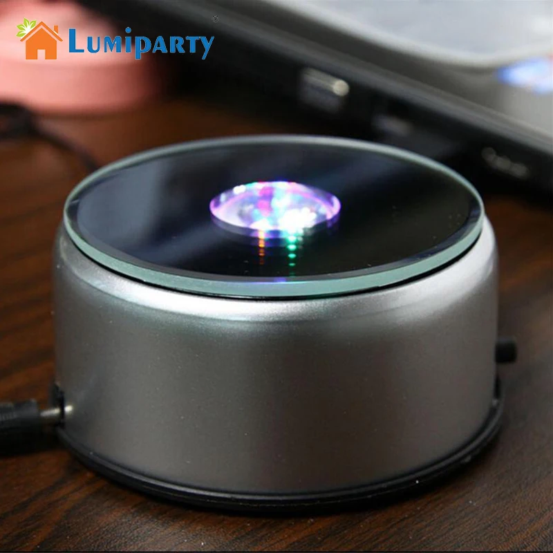 

AsyPets 4 LEDs Luminous Base Light Crystal Glass Transparent Objects Display Laser Colorful Round Stand Base for Cocktail