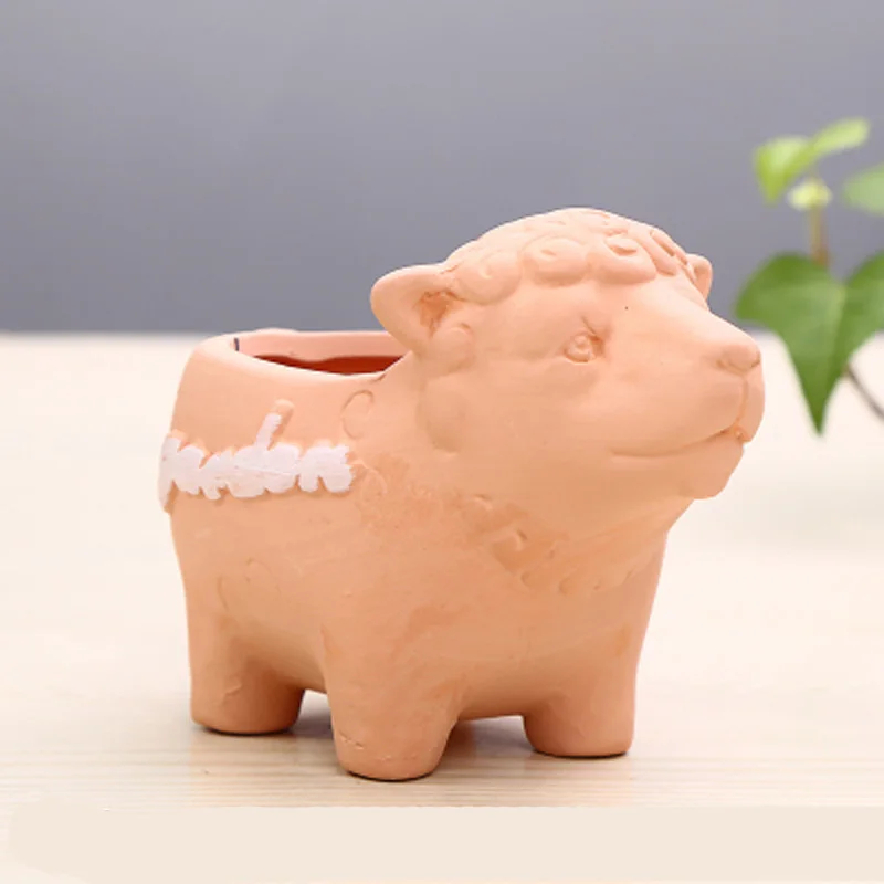 Small Flower Pot Pottery Mini Cartoon Ceramic Animal Plant Pot With Hole Planters For Succulents Home Garden Balcony Decorations