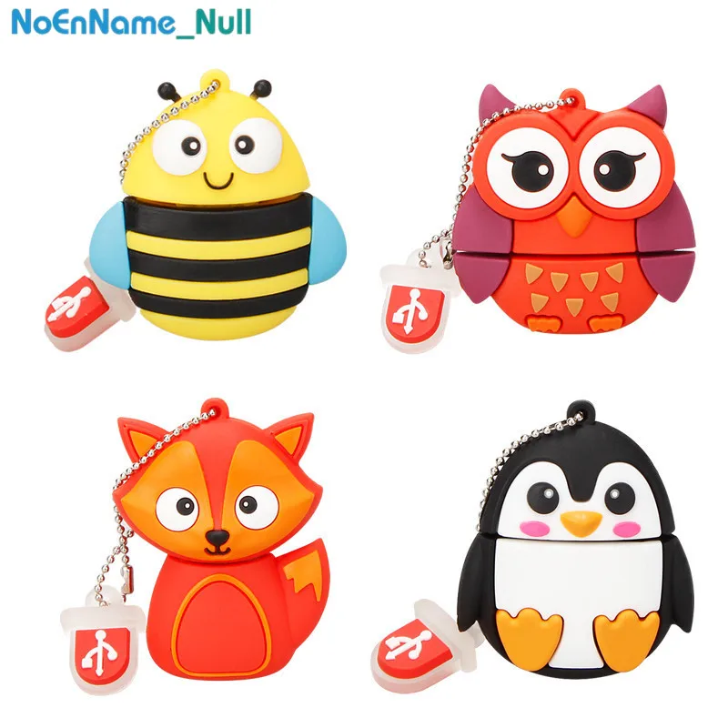 

usb flash drive 2.0 32GB 128GB 64GB silicone pen drive cartoon bee owl pendrive 4GB 8GB 16GB animal penguin usb memory stick