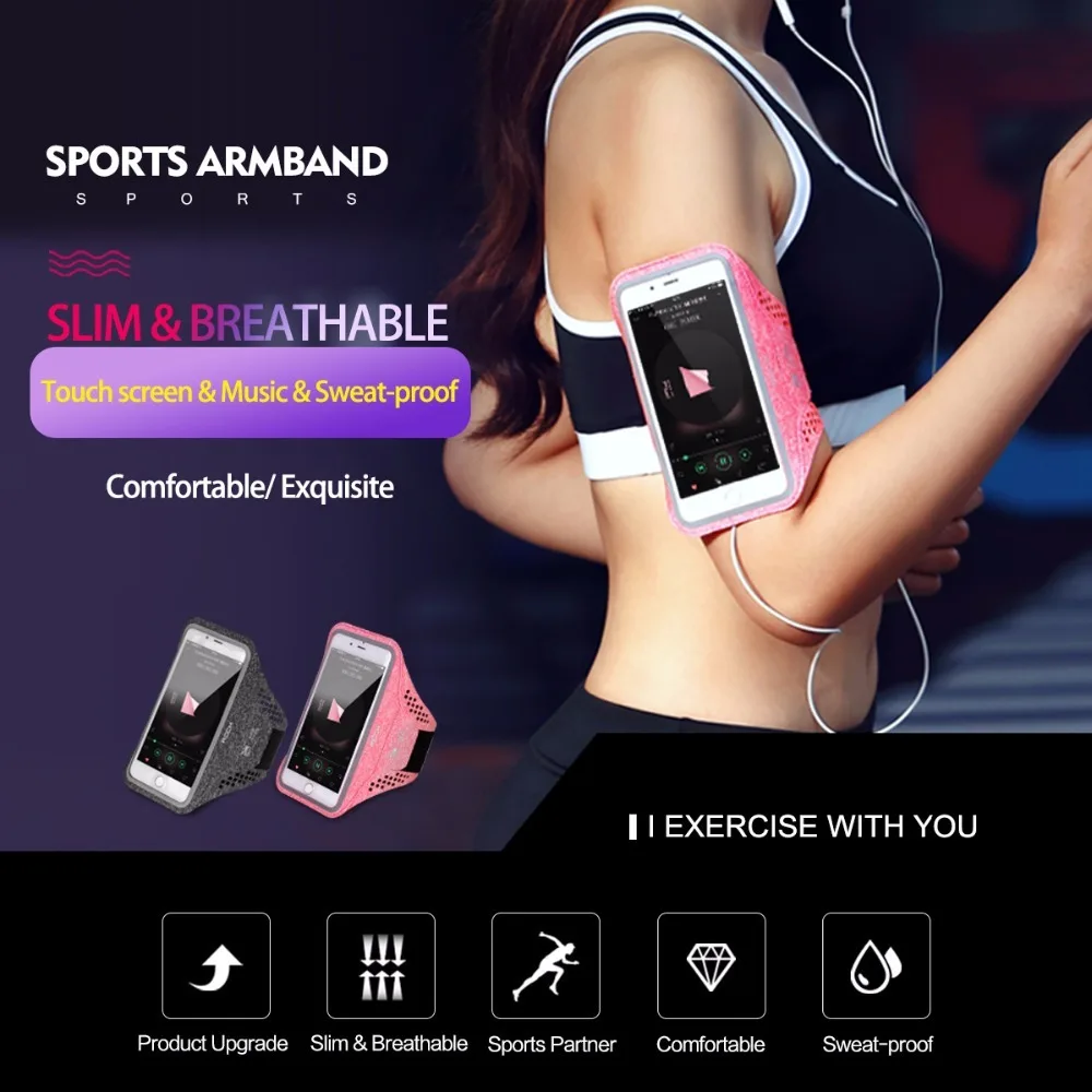 Rock Универсальный спортивный Чехол-держатель для телефона на руку Brassard сумка для телефона для бега фитнес велосипедный нарукавник для iPhone 7 Xr 8