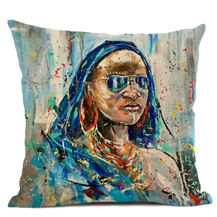 Африканская женщина живописная Подушка Чехол для безопасного наволочка 45x45 Home Декоративные подушки бросок крышка автомобиля кресло-подушка