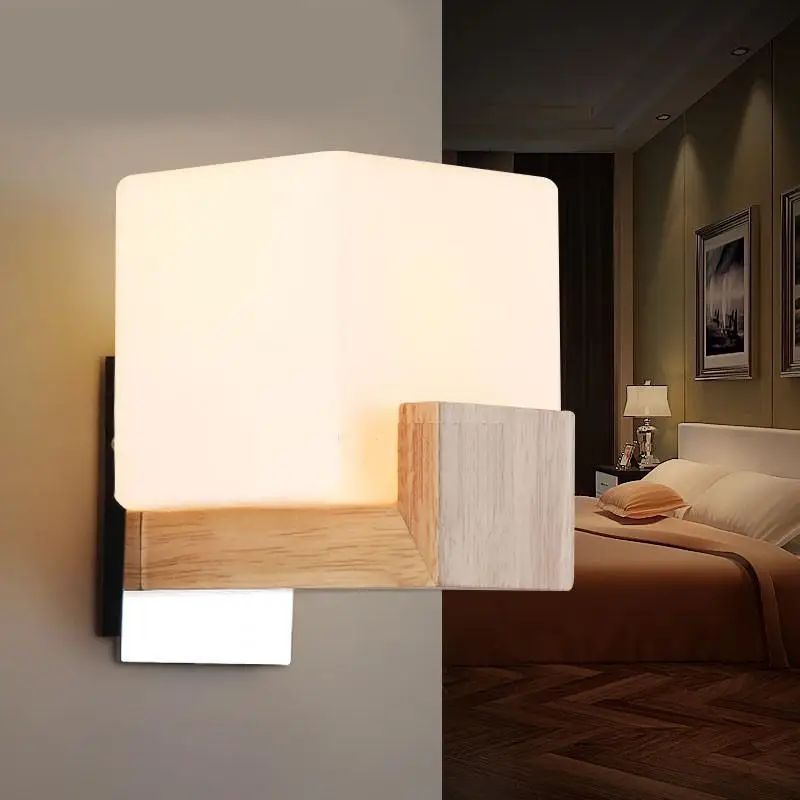 Oak Wood Gl Bedside Wall Mounted Lamp Single Head Washroom Oak Wood Gl Bedside Wall Mounted Lamp Single Head Washroom Mirror Light Stair E27 Bulb In Lamps From Lights Lighting On