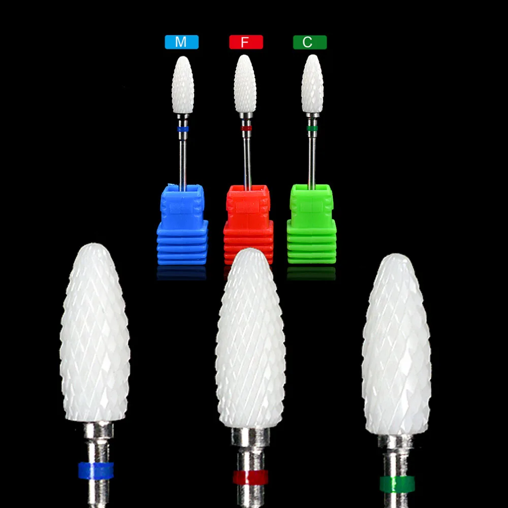 

1PCS Ceramic Polisher M/F/C Nail Drill Machine Accessory Rotary Flame Milling Cutter Manicure Equipment Nail Drill Bit TRH0615TB