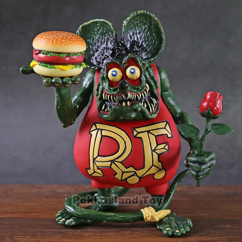 Wacky Wobbler Rat Fink with Hamburger & Rose PVC Action Figure Collectible Model Toy|Action 