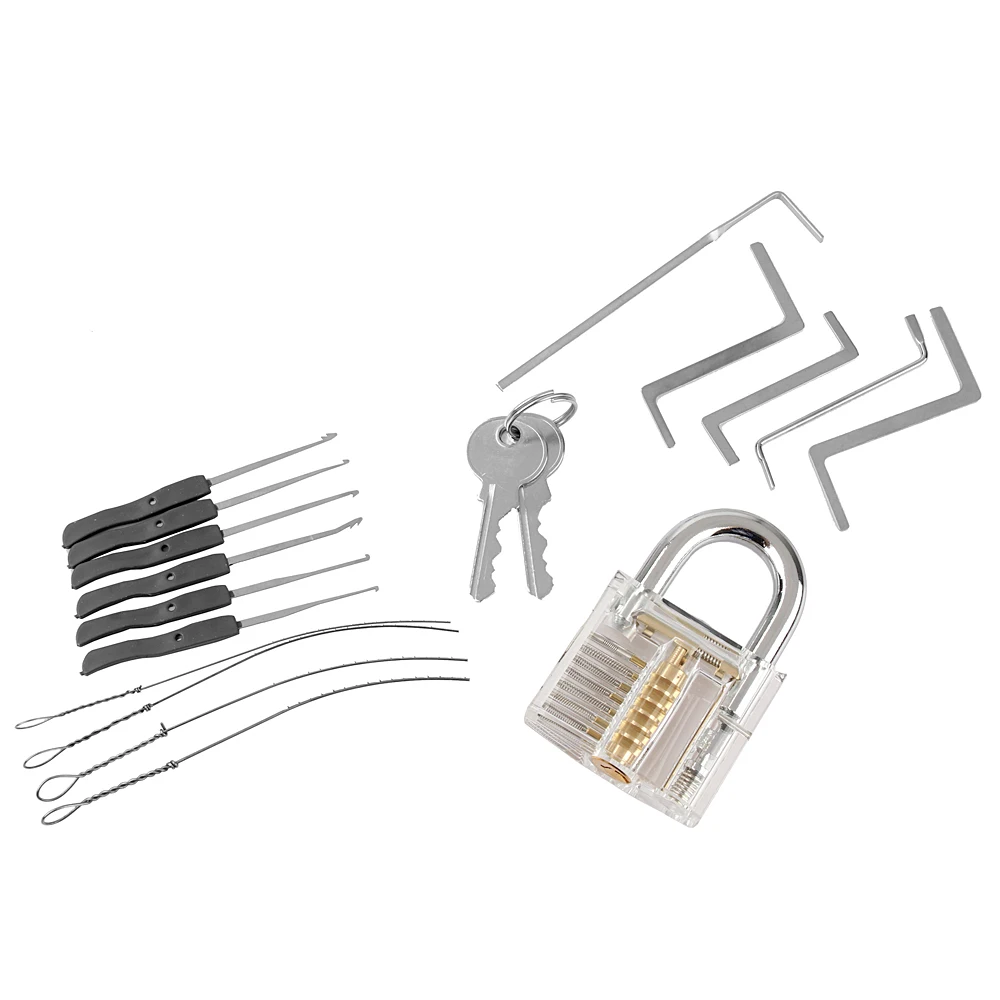 Locksmith Tools Kit 3 In 1 Set Transparent Lock 5pcs Locksmith Wrench Tools 10pcs Locksmith Broken