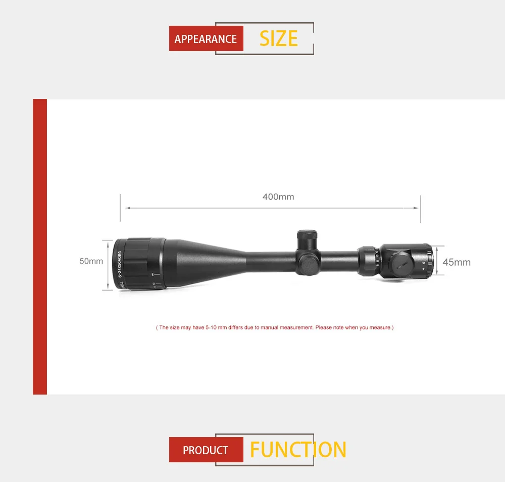 6-24x50 AOE охотничий Riflescope с 11 мм/20 мм железнодорожное крепление красный и зеленый с подсветкой Оптический прицел для охоты Tratical Rifle Scope