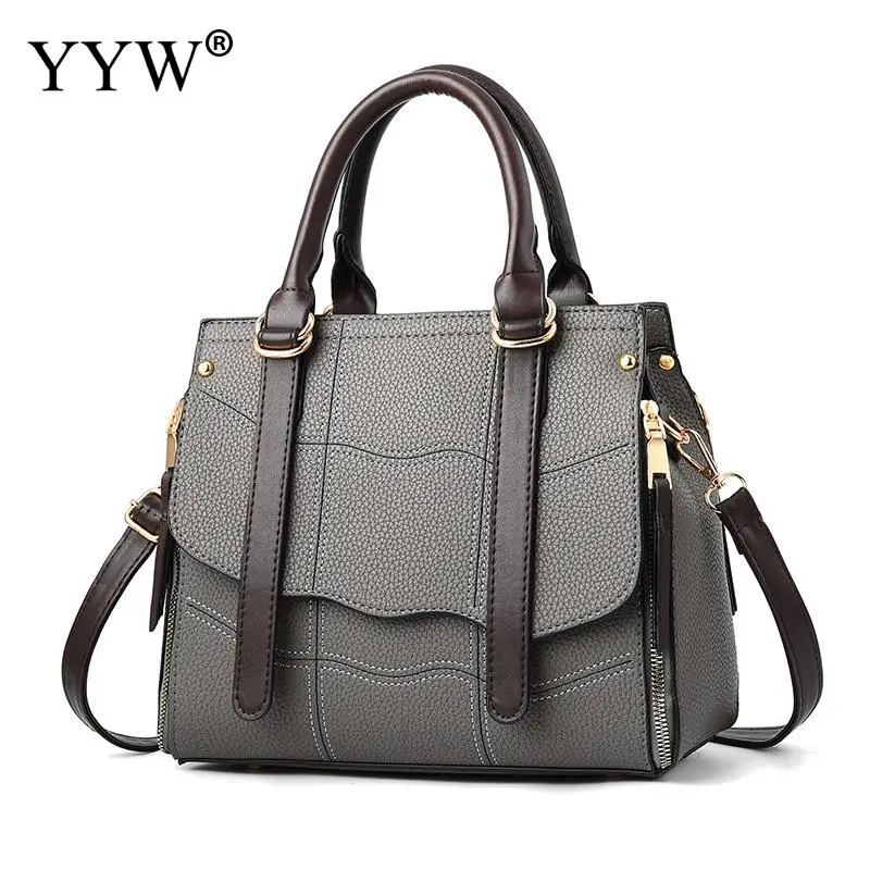 

YYW Women Motorcycle Bag 2019 Leather Handbag Female Casual Shoulder Bag Gray Large Capacity Crossbody Bag Box Bolsa Feminina