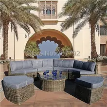 Новое поступление Уличная мебель изогнутые mayfair Модульная 7 шт. набор диван из ротанга