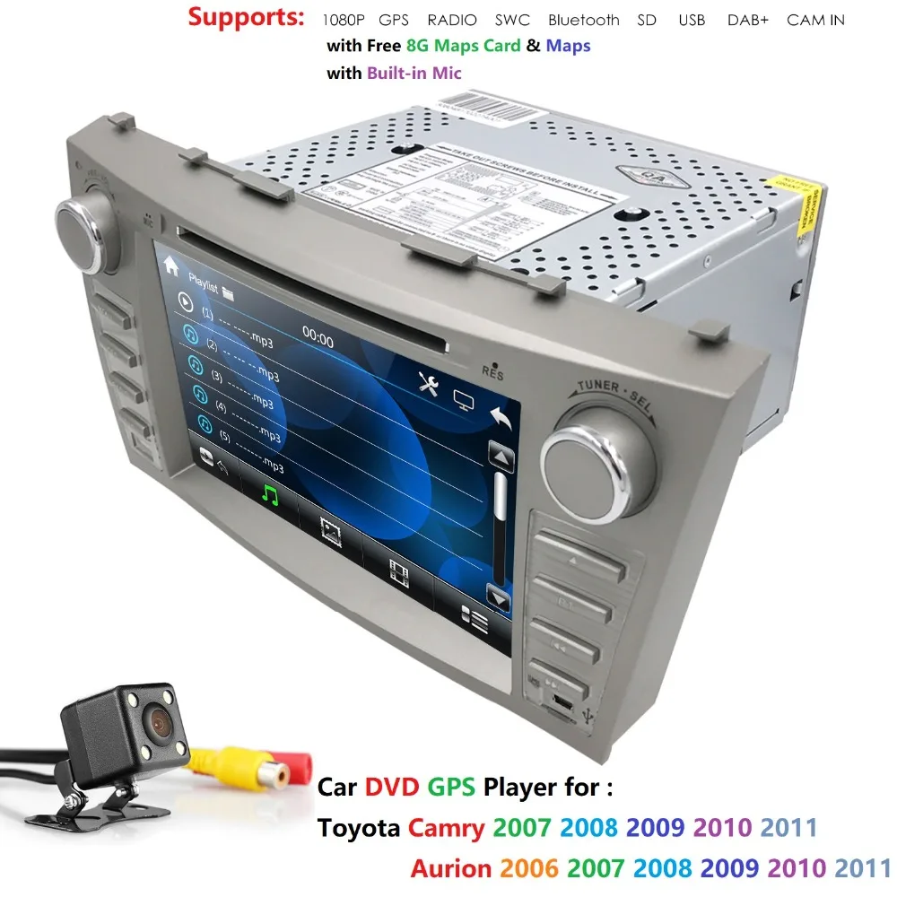 Clearance 8 Inch 2 Din Car DVD Player GPS Navigation Auto Radio For Toyota Camry 2007 2008 2009 2010 2011 Aurion 2006  RDS AUX USB SWC BT 4