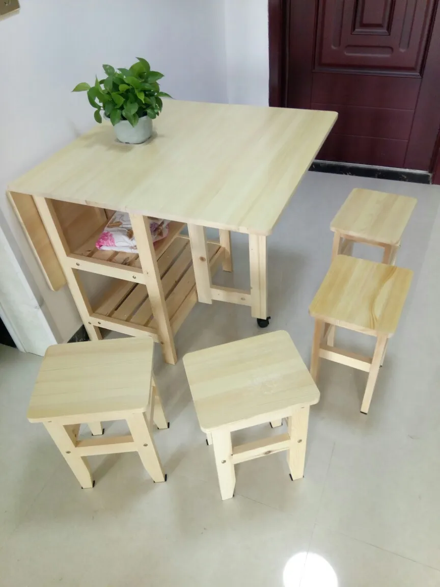 High Quality Solid Wood Folding Dinning Table Set Multifunctional Mesa de comedor Plegable Desk Folding Esstisch