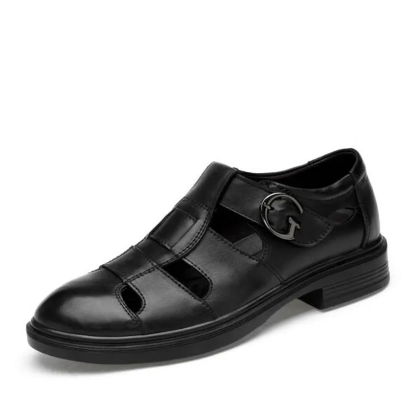

Summer Men Business Work Wear Buckle Strap Hole Shoes,Waterproof Non-slip Breathable Rubber Buttom Dress Sandals Size 35-47