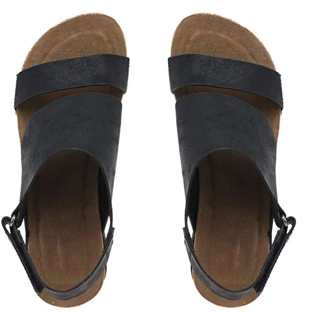 

DOUDOU 2019 Women Sandals Stylish Comfortable Platformed Wedges Open Toe Adjustable Ankle Roman Sandals