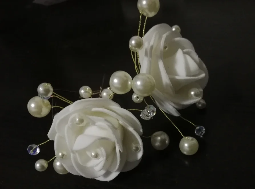 Свадебные заколки для волос, набор из 2 заколок для волос с розами, свадебные принадлежности для волос, свадебные аксессуары, свадебная
